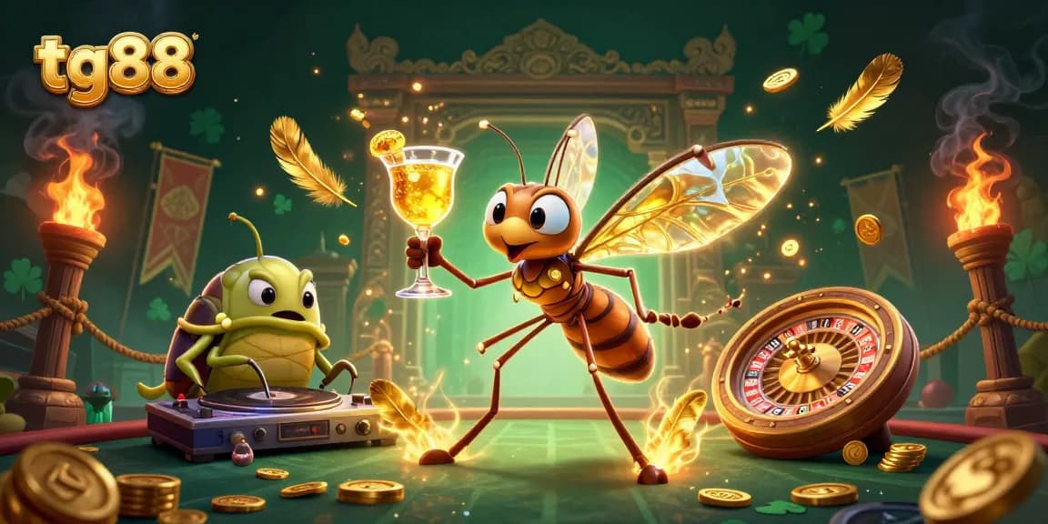 Engage in thrilling tg88 gambling action with a lively casino mascot and vivid elements.