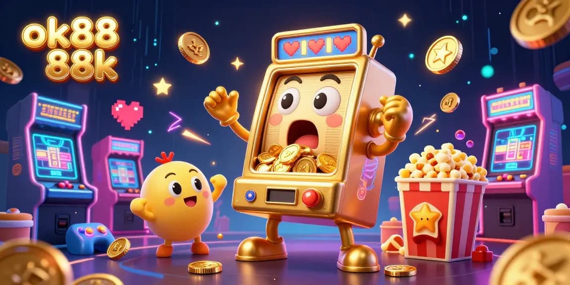 ok88 88k slot machine hits jackpot with cheerful baby machines, showcasing vibrant casino gameplay.