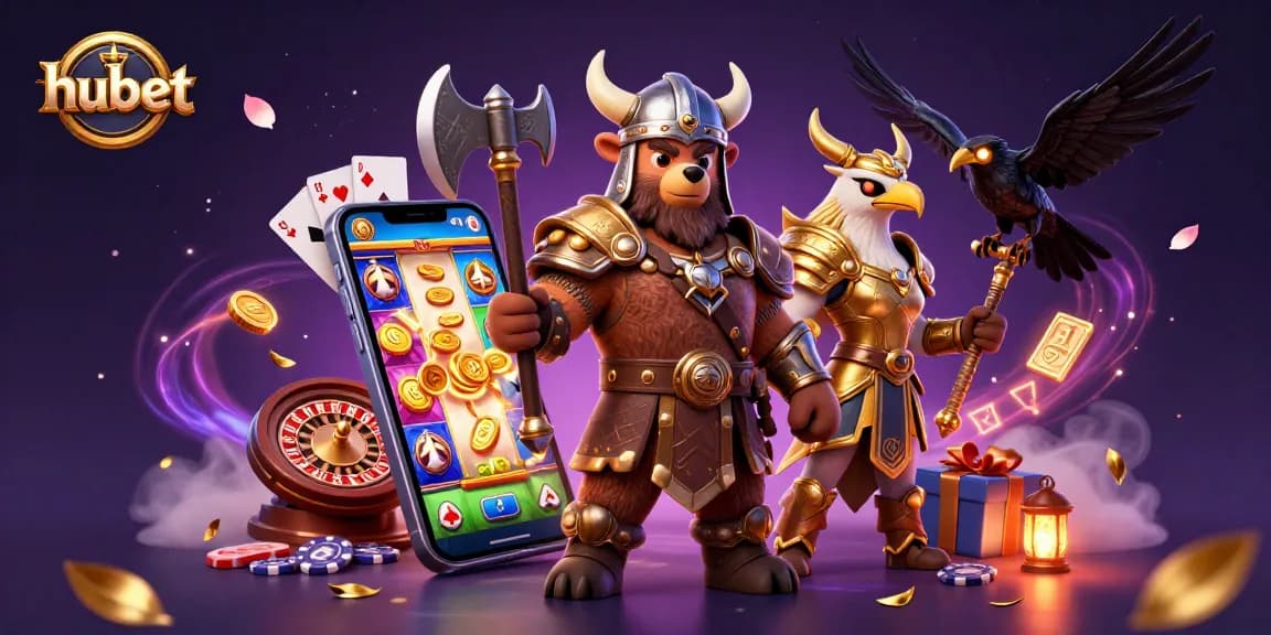 Experience winning strategies at hubet with a lively 3D illustration of characters in a vibrant casino setting.