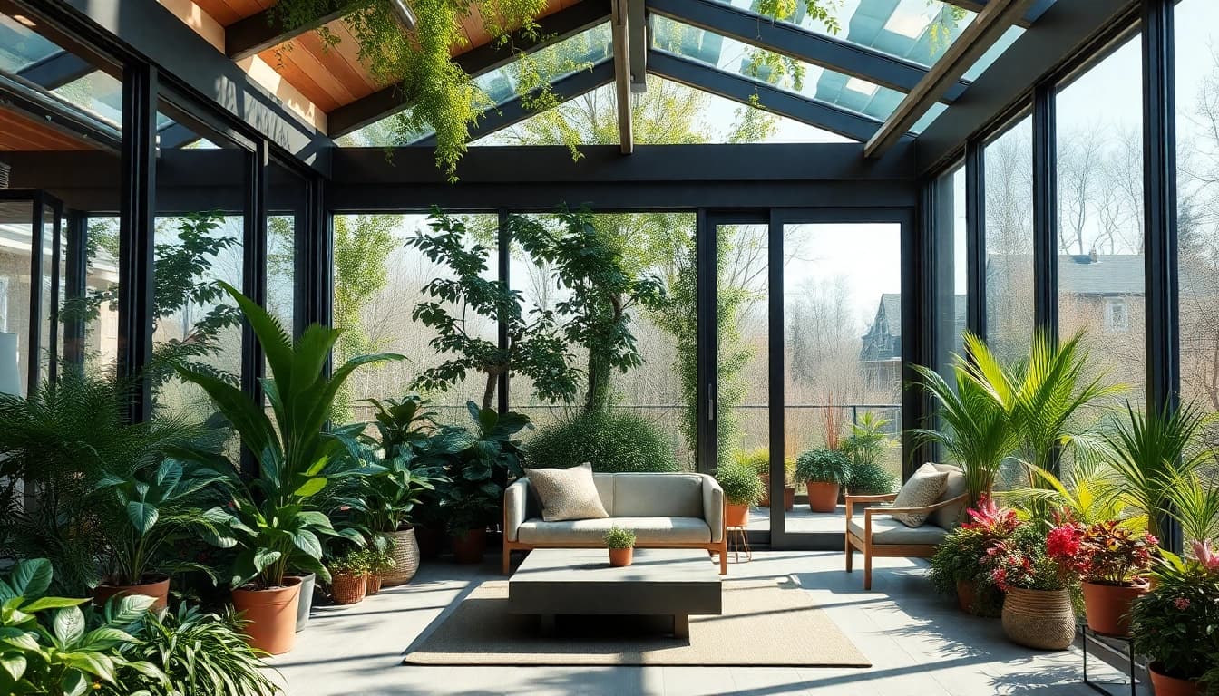 Wintergarten mit modernen Elementen und natuerlichem Licht fuer ein gemuetliches Ambiente.