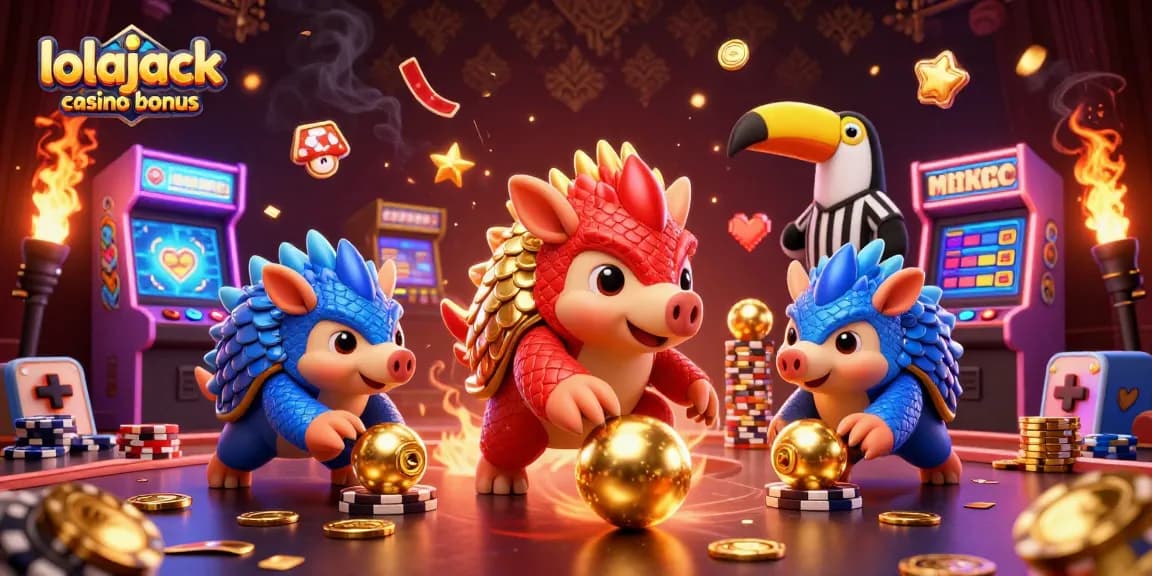 Experience the thrilling lolajack casino bonus with gaming rivalries amidst poker chips and arcade chaos.