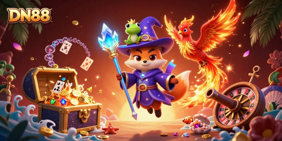 Experience the thrill at DN88 with vibrant 3D casino characters and dynamic game elements in action.