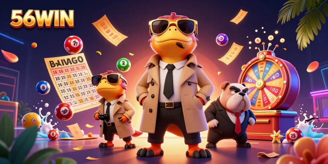 Experience 56WIN's thrilling casino vibe as cartoon raptors charm their way into VIP areas.