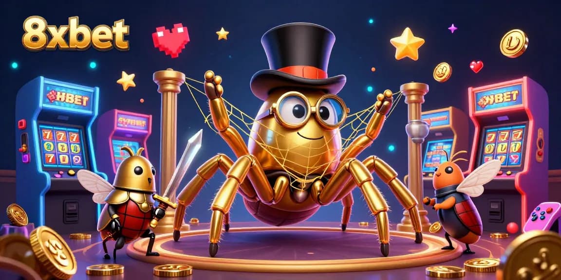 Engage with thrilling gameplay at 8xbet as a golden tarantula weaves excitement in a dynamic casino.