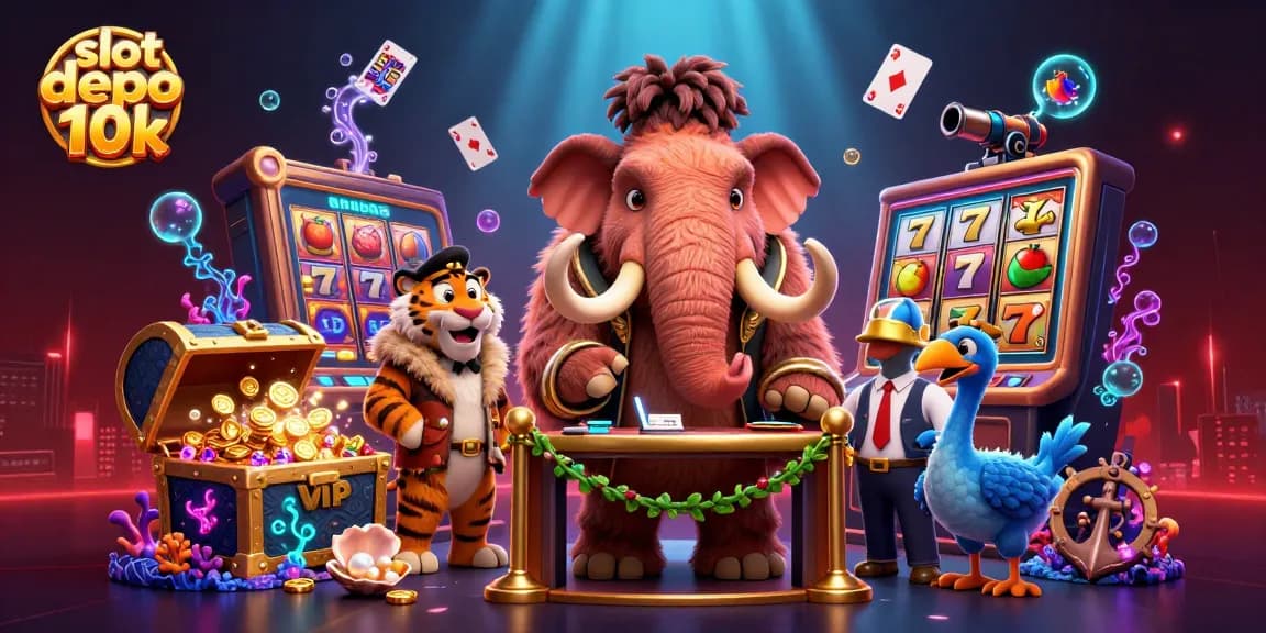 Engage with slot depo 10k featuring vibrant 3D casino scene with unique characters and elements.