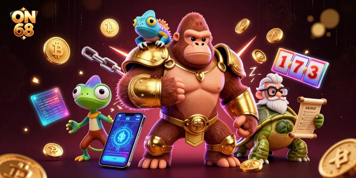Engage with thrilling gaming action at ON 68, showcasing legendary characters in dynamic casino scenes.