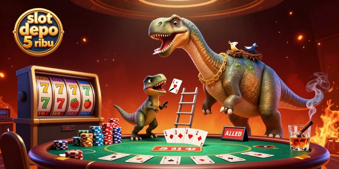 Experience the vibrant excitement of slot depo 5 ribu with a giant brontosaurus and clever raptor in action.