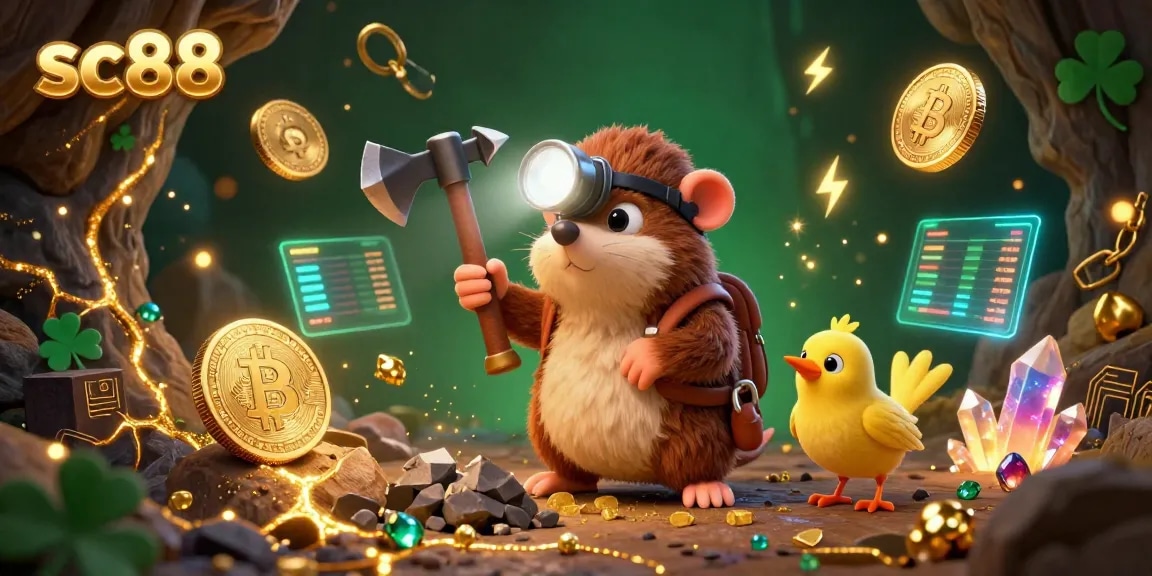Join the adventure with the treasure hunter mole at sc88, exploring golden caves while mining crypto treasures.