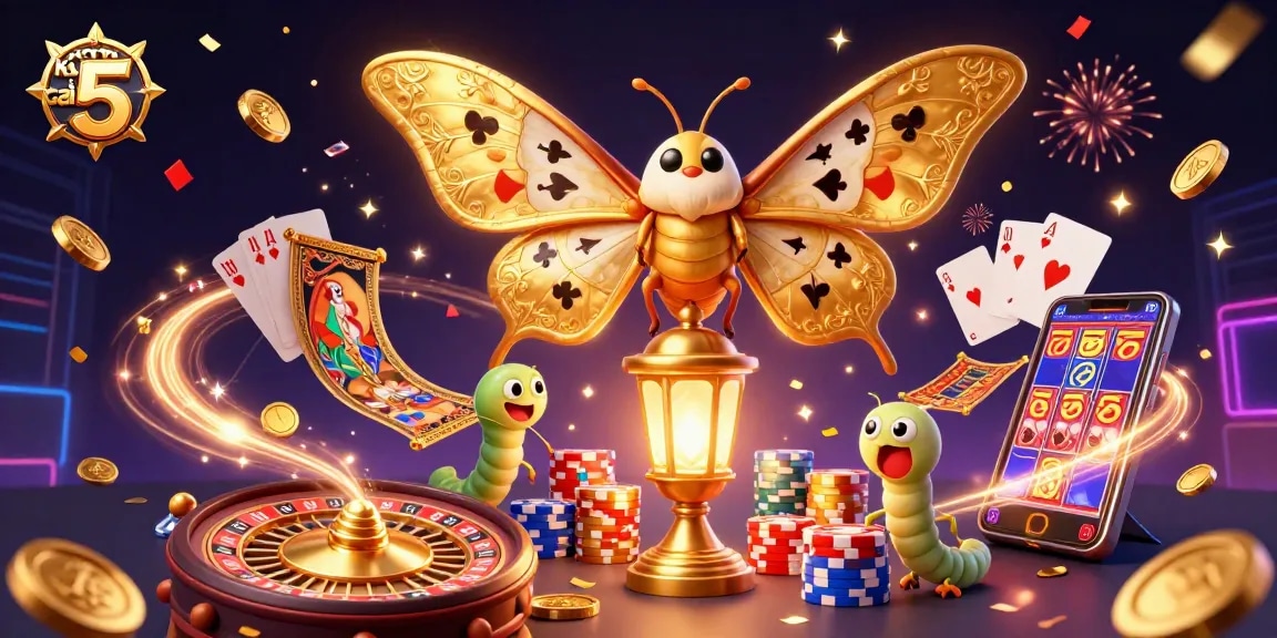 Experience keo nha cai 5 with dynamic casino scenes featuring sparkling gems and golden coins.
