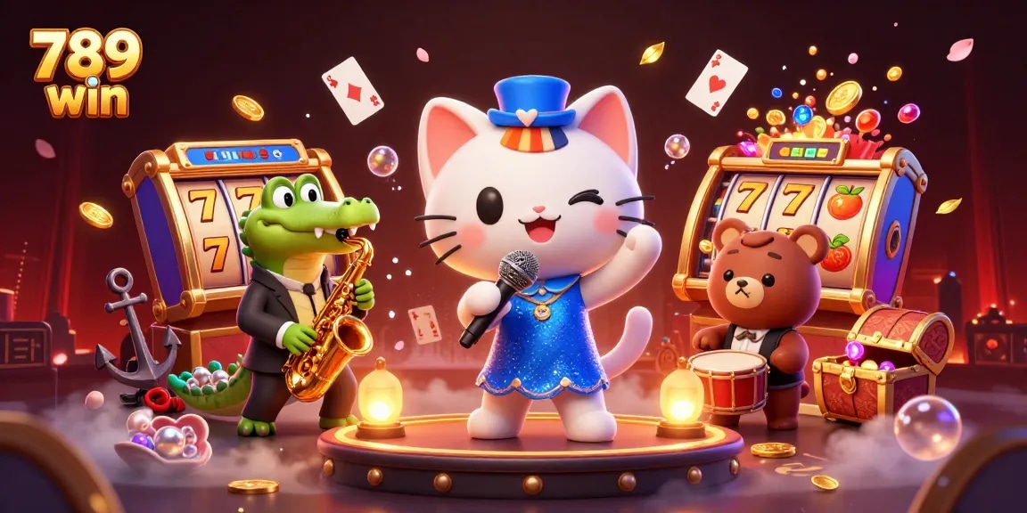 Experience the thrill of 789 win gaming with vibrant characters and dynamic casino elements.