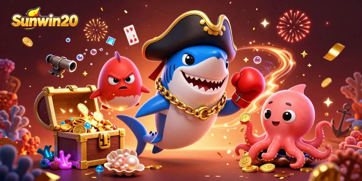 Experience thrilling wins at Sunwin20 with our fun pirate-themed gaming illustration.