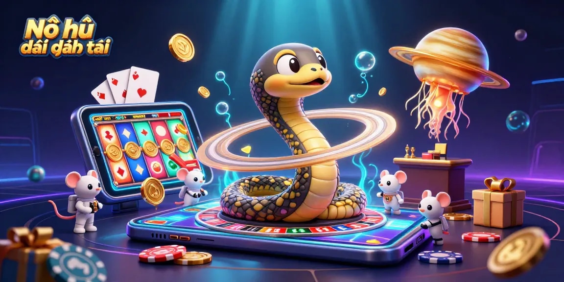 Nổ hũ đại phát tài scene featuring animated characters playing a dynamic casino game experience.