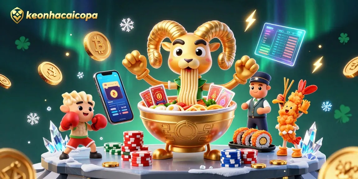 Engage with keonhacaicopa's thrilling casino atmosphere featuring dynamic characters and crypto elements.