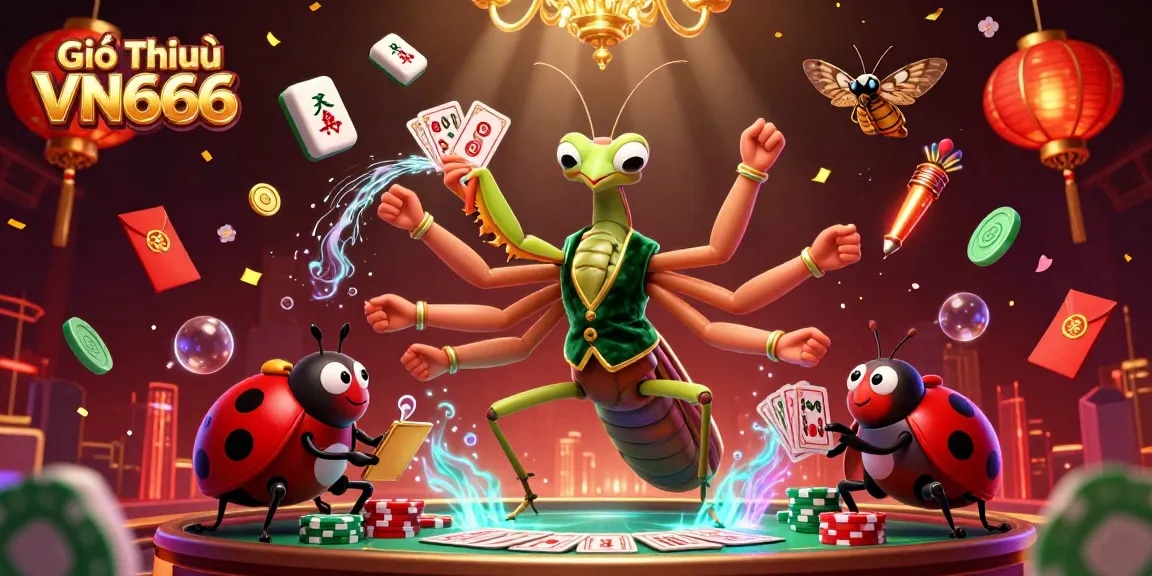 Experience Giới Thiệu VN666 with a vibrant illustration showcasing engaging casino action and dynamic game elements.
