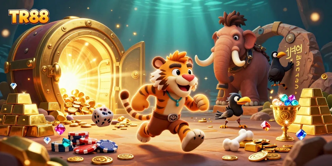Experience the thrill at TR88 with animated casino fun featuring cavemen and treasures!