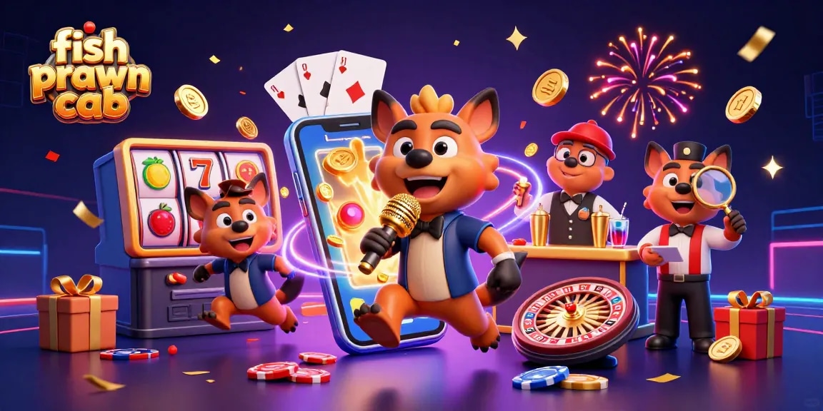 Engage with the vibrant fish prawn crab comedy casino atmosphere featuring hyenas and colorful games.