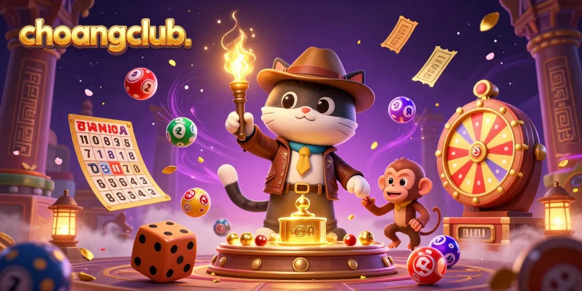 Engage in thrilling gameplay at choangclub with vibrant lottery balls and golden casino elements.