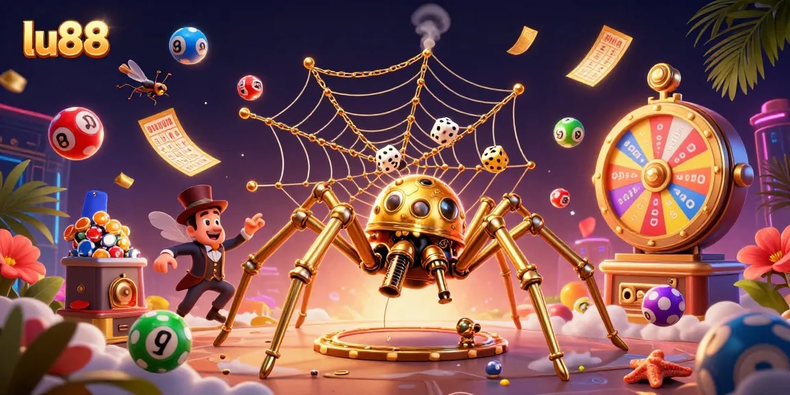 lu88 players engage in an enjoyable game of chance with vibrant colorful elements around a dynamic casino scene