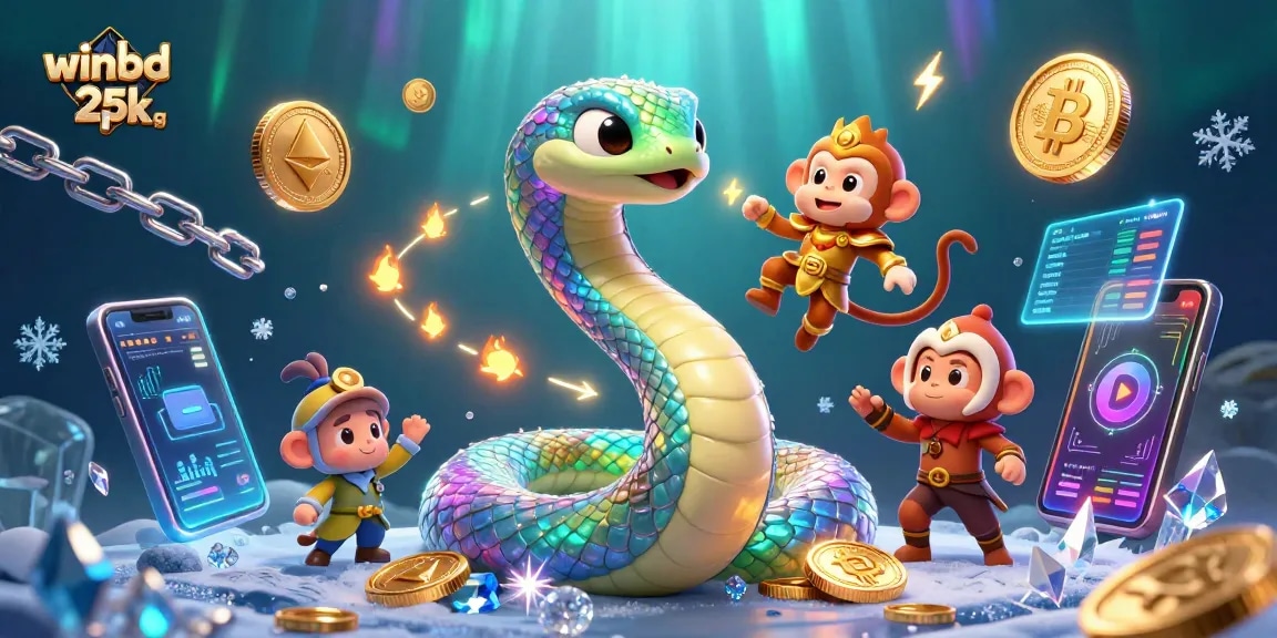 Experience the excitement of winbd 25 apk featuring a vibrant casino scene with a rainbow serpent.
