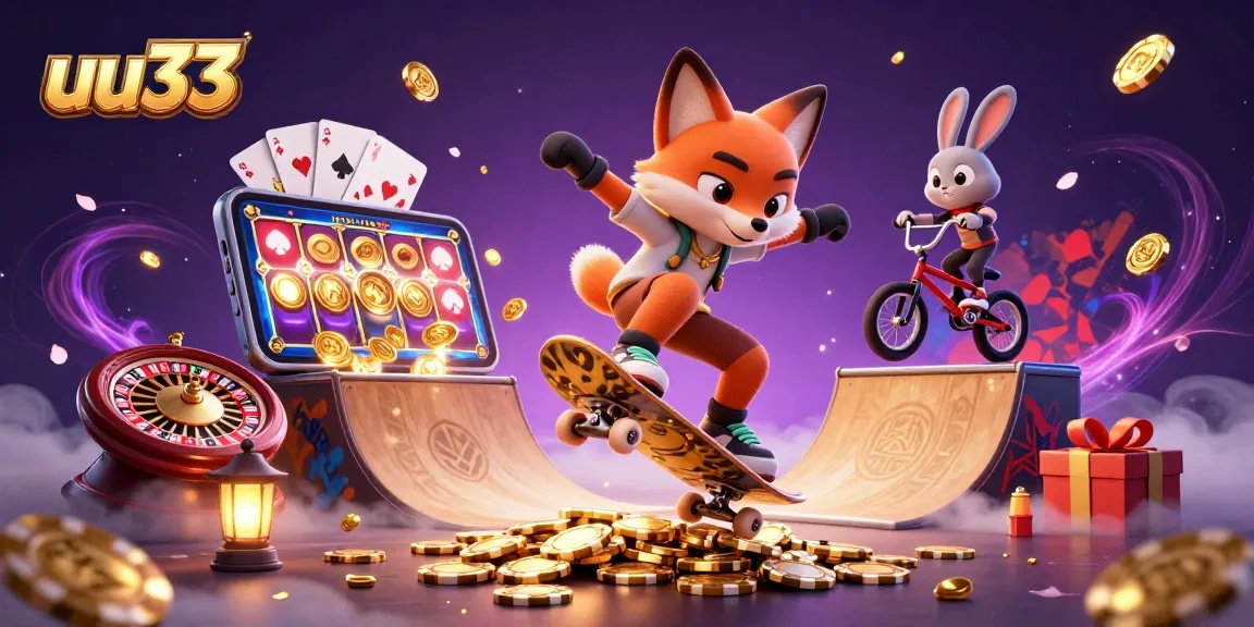 Experience thrilling gaming with uu33 as a fox and rabbit bring casino fun alive.