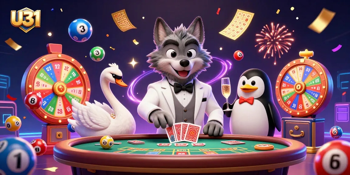 Engage with U31's exciting atmosphere featuring vibrant characters and casino elements in a dynamic scene.