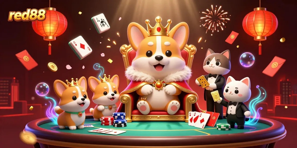 Experience the excitement of red88 casino with vibrant 3D characters and dynamic poker elements.