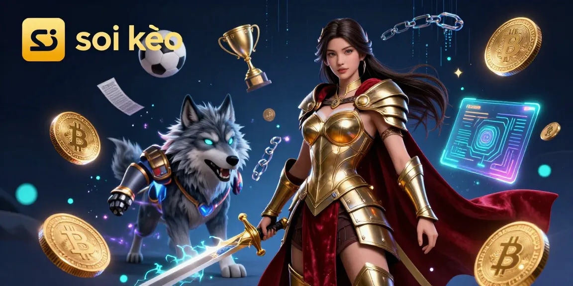 Soi kèo betting strategies visualized with a warrior queen and betting elements in a dynamic 3D scene.