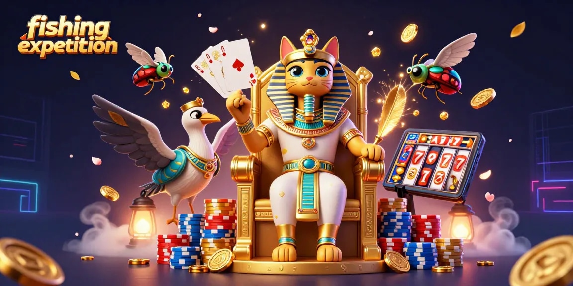 Engage in a thrilling fishing expedition while enjoying vibrant casino action with animated characters.