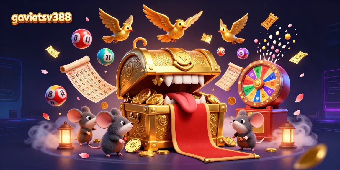 Win big with gavietsv388 in a vibrant 3D casino scene full of excitement and games.