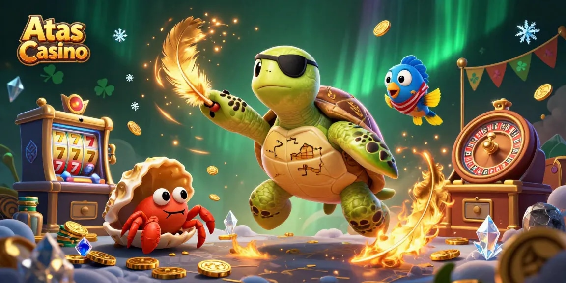 Play exciting games at Atas Casino with lively characters and vibrant casino elements.