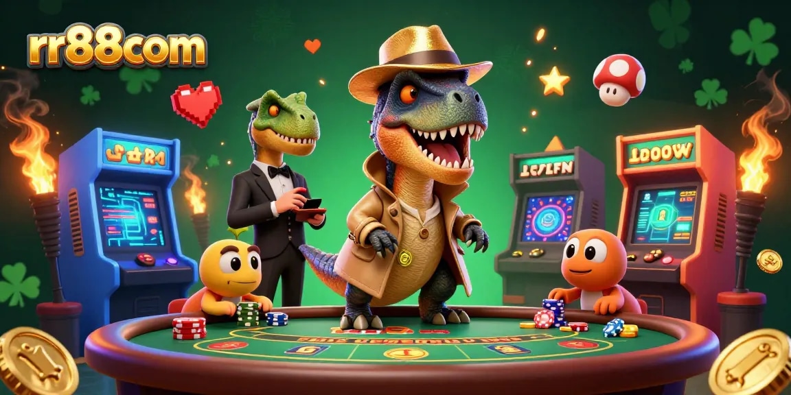 Experience thrilling blackjack at rr88com with a clever velociraptor and casino elements.