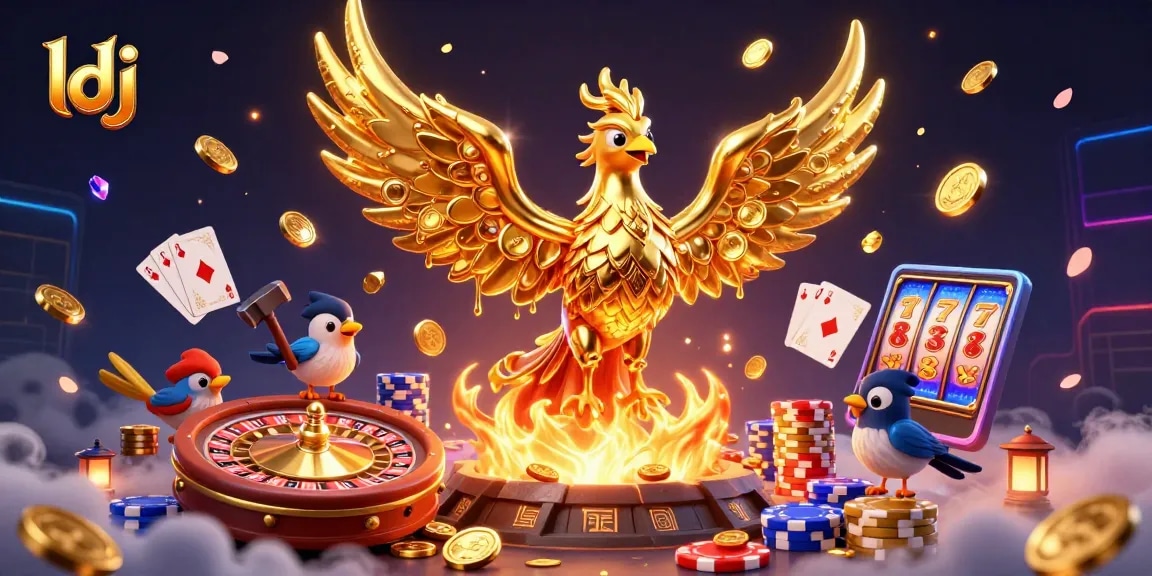 Experience thrilling gameplay at ldj with a golden phoenix and vibrant casino elements.