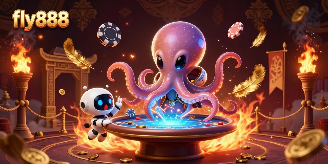 Win big at fly888 with a vibrant casino scene featuring alien characters and exciting game elements.