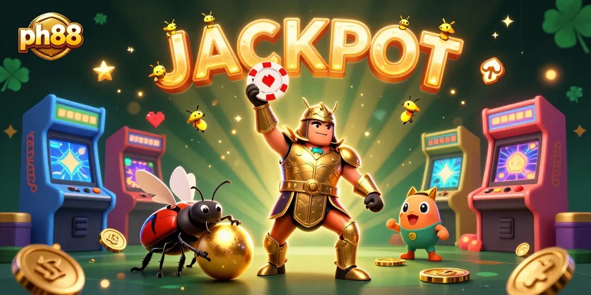 Experience the excitement of ph88 with victorious characters celebrating amidst vibrant casino-themed elements.