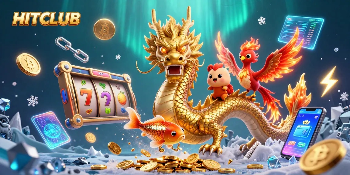 Engage in thrilling HITCLUB gameplay witnessing a dragon amidst slot game excitement.