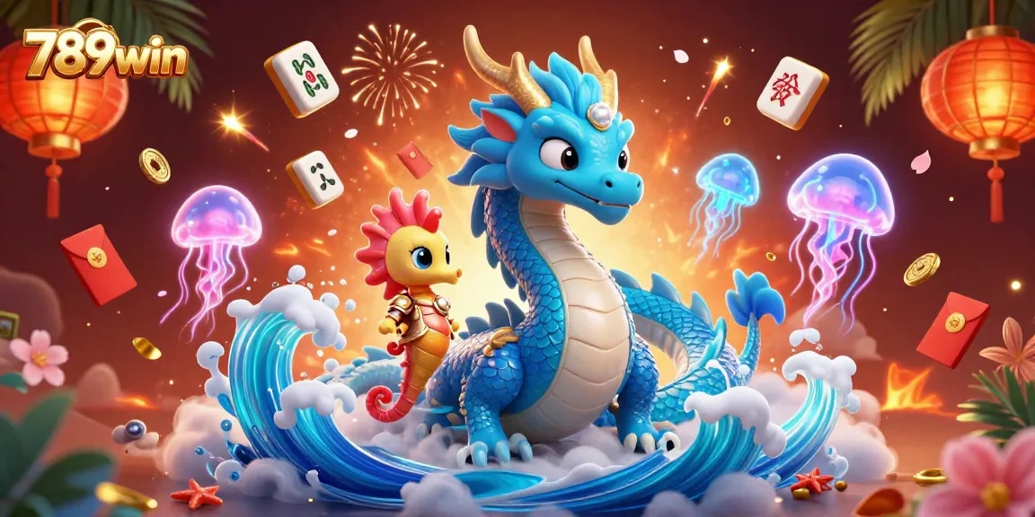 Engage in thrilling adventures at 789win with vibrant casino-themed illustration featuring enchanting creatures and dynamic game elements.
