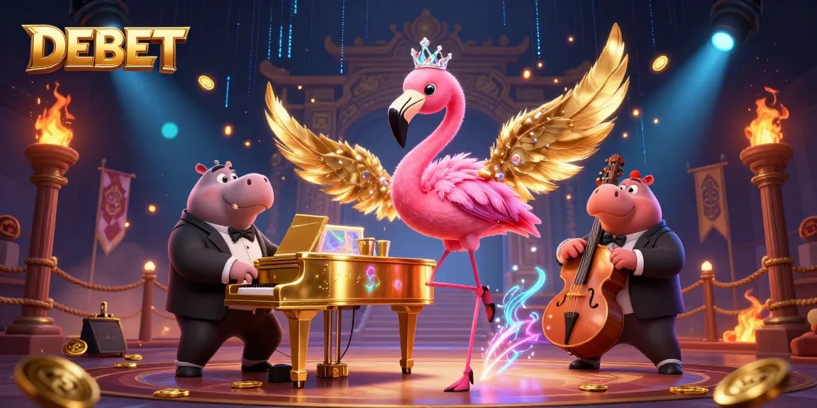 Watch DEBET bring energy to a vibrant casino scene with dynamic characters and gaming elements.