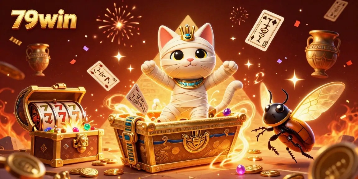 Engage in thrilling gameplay at 79win with vibrant slot machines, Egyptian themes, and golden treasures.
