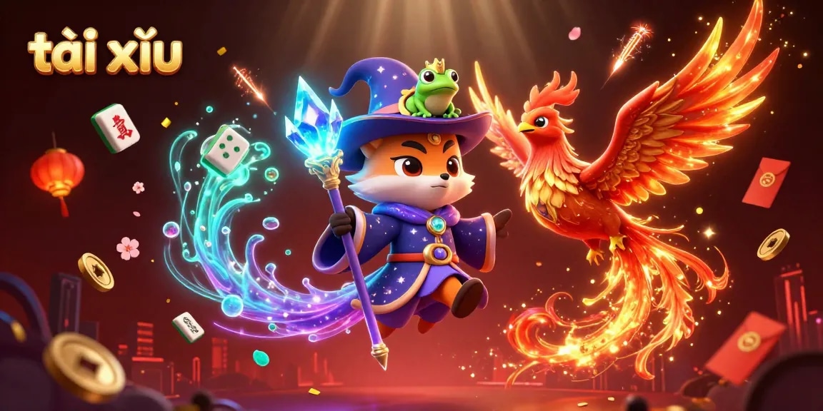 Engage in exciting tài xỉu online gaming with a vibrant casino illustration featuring mystical characters.
