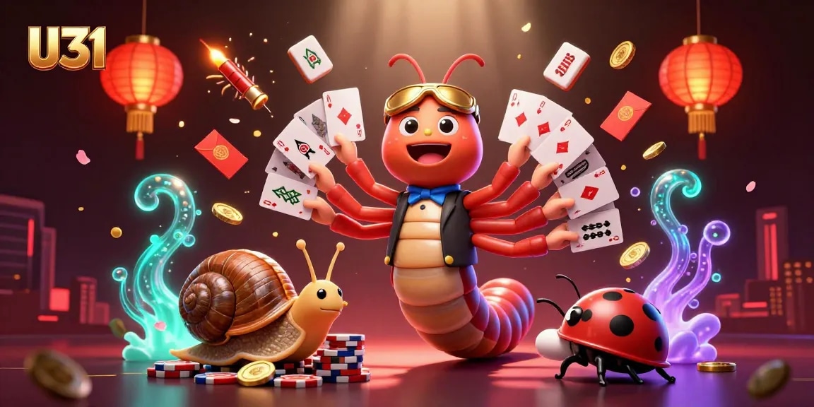 Experience U31's vibrant casino atmosphere with a charming cartoon dealer and unique game elements in action.