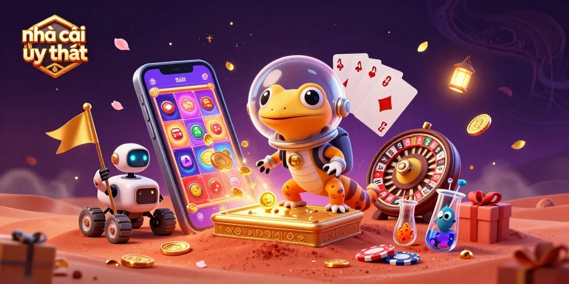 Spin the reels with nhà cái uy tín as a Martian gecko uncovers a golden casino treasure.