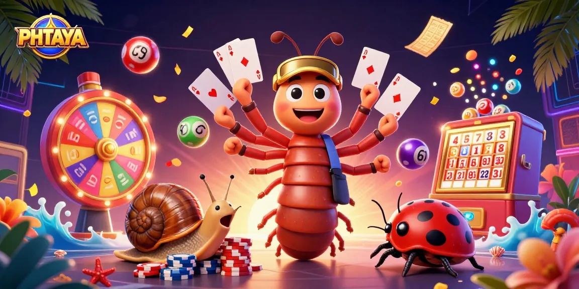 PHTAYA invites players to enjoy exciting games with vibrant characters in a colorful casino setting.