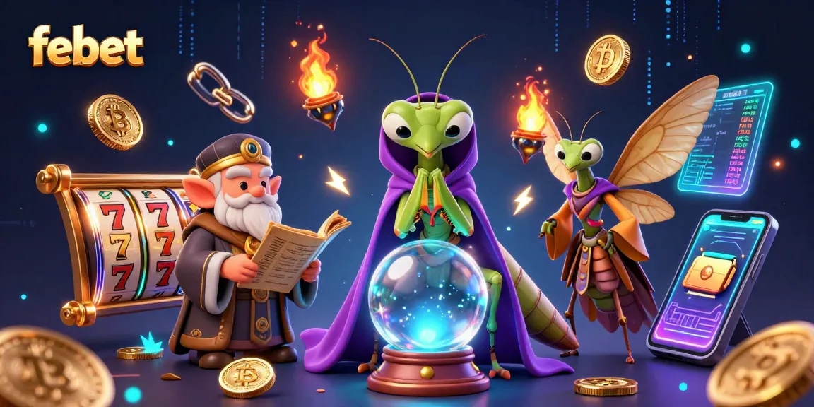 Experience slot gaming excitement with febet's vibrant casino elements and unique characters.