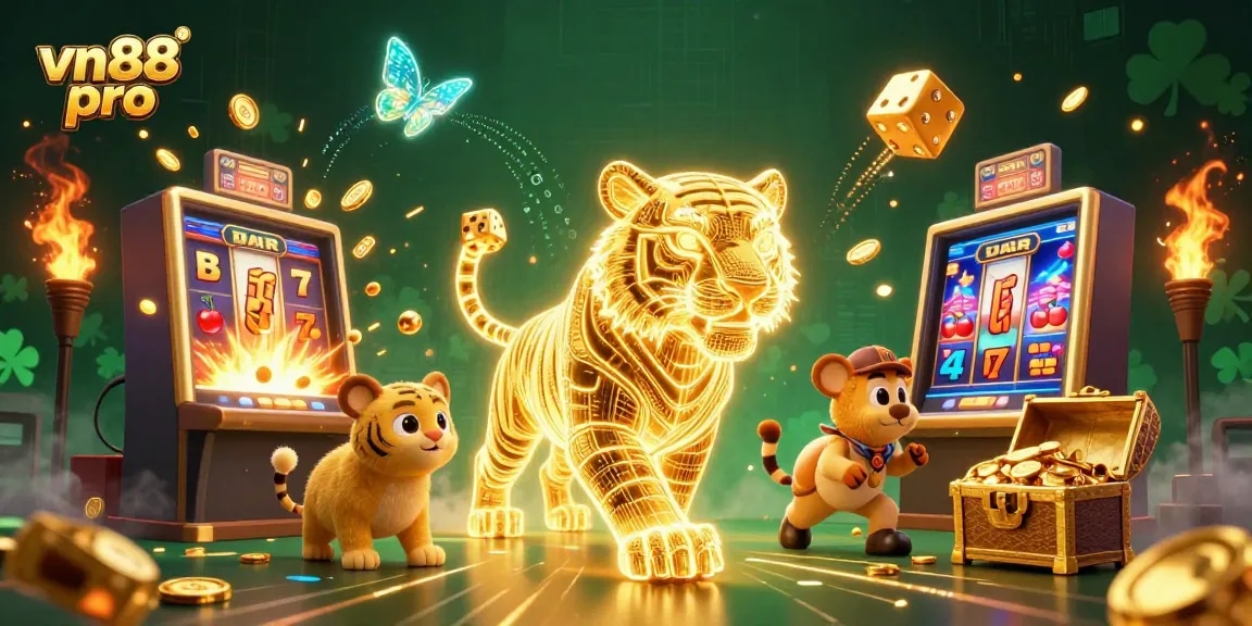Experience thrilling gameplay at vn88 pro with a vibrant digital casino scene featuring stunning jackpots and interactive games.
