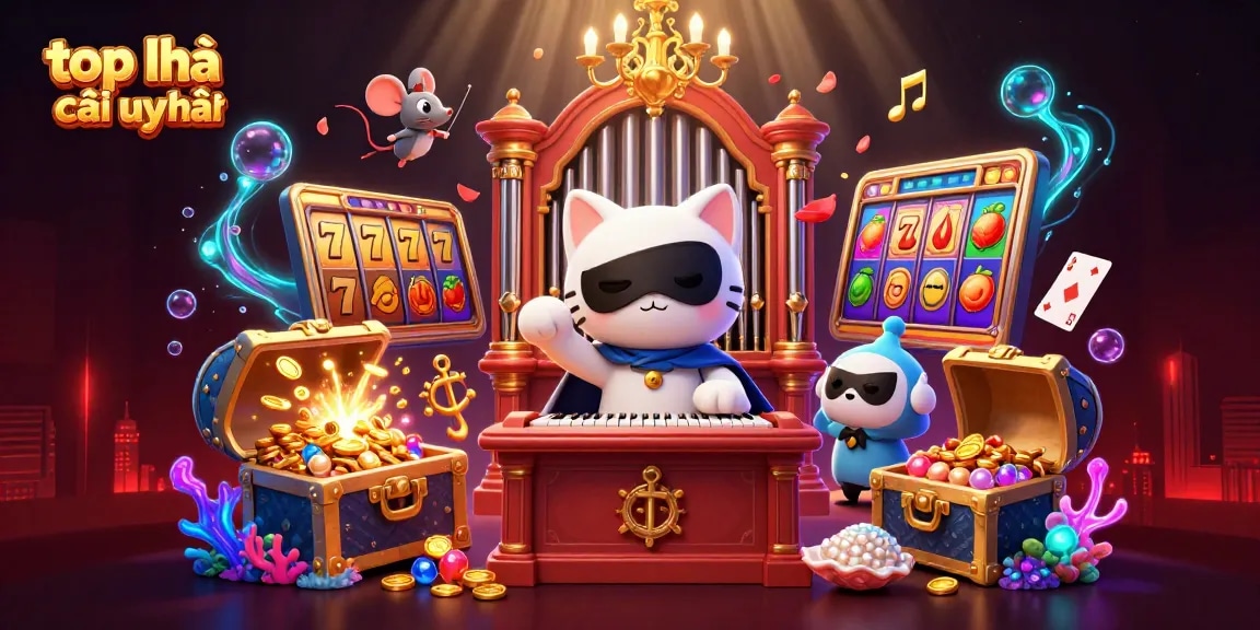 Engage with top nhà cái uy tín through a vibrant casino scene featuring charismatic characters and dynamic gaming elements.