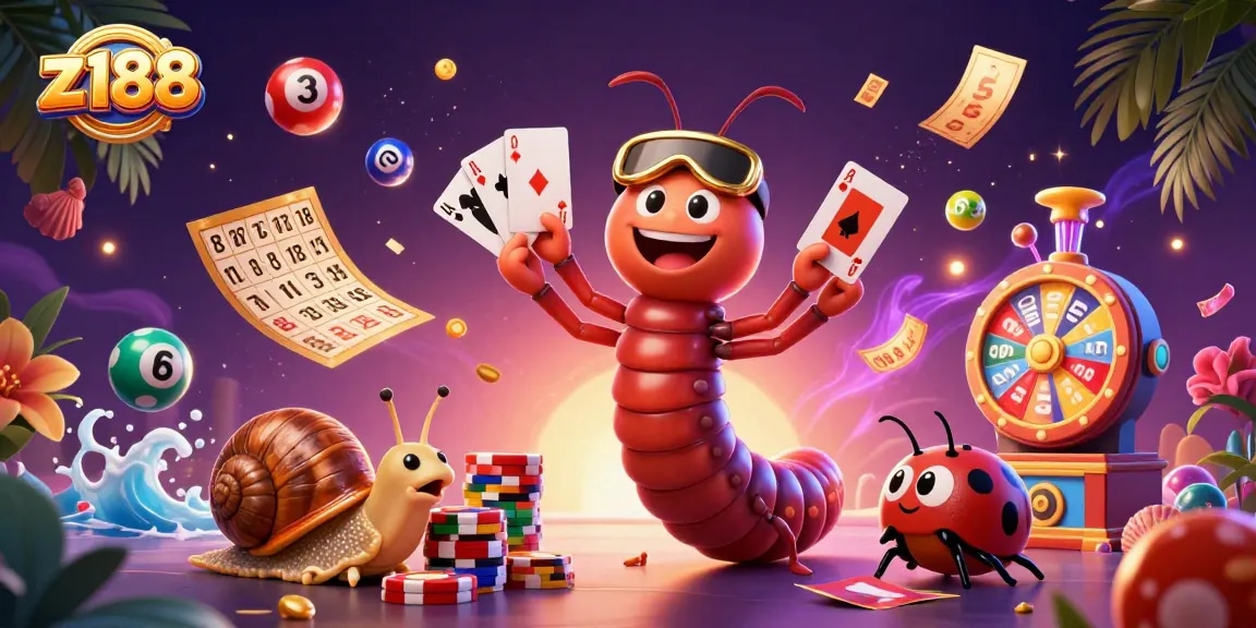 Experience the thrill of z188 with a colorful scene featuring a cartoon dealer and vibrant game elements.