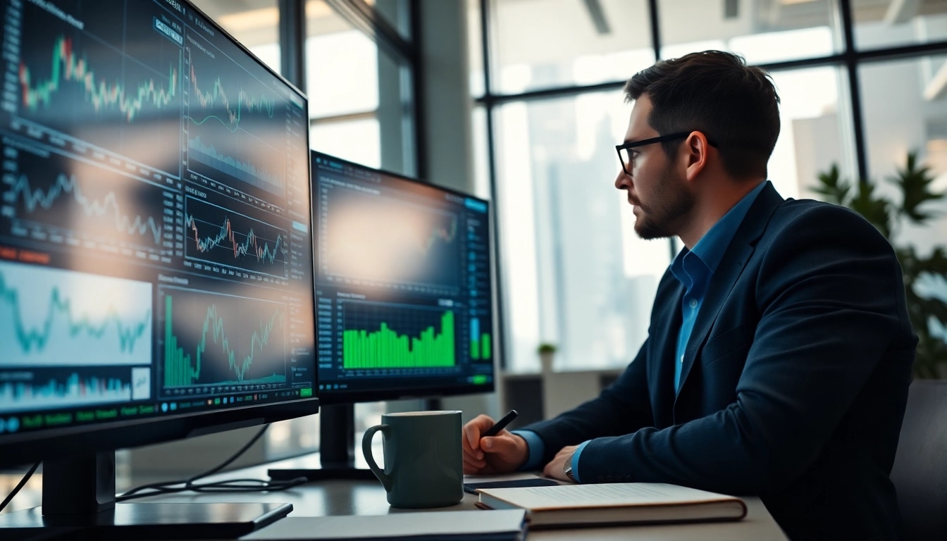 Muster Aktien Analyse: Finanzanalyst bei der Untersuchung von Aktienkursen und Trends.