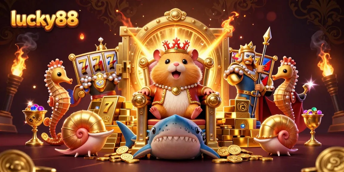 Spin the lucky88 slot reels with the fierce golden hamster king in a treasure-filled fantasy