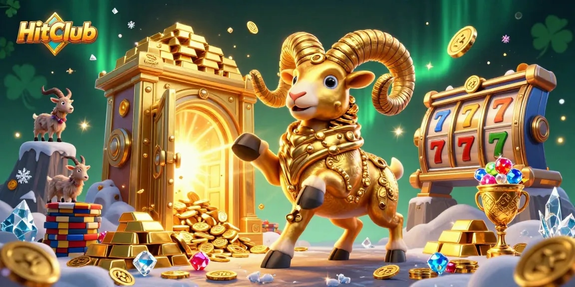 Win big at HitClub as the golden ram charges through a dynamic casino treasure scene.