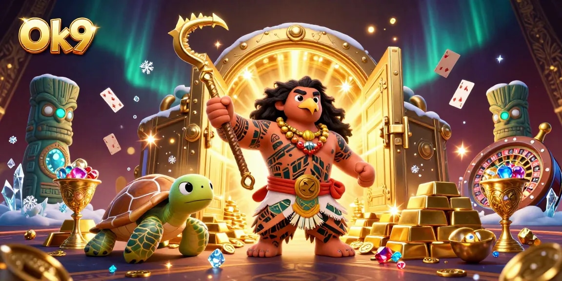 Experience exciting gaming adventures at Ok9's vibrant casino with unique characters and dazzling treasures.